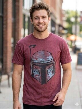 Star Wars Men's Boba Fett graphic T-shirt in a Size 2X Mens Burgundy